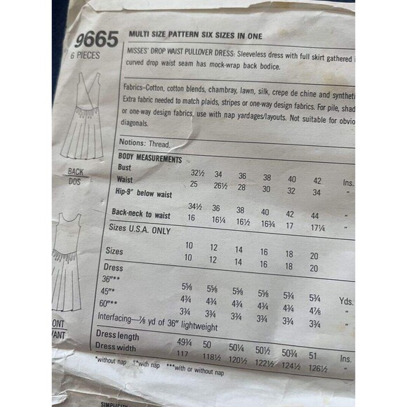 Simplicity It's So Easy 9665 Drop Waist Pullover Long Dress Sz 10 to 20 - Picture 3 of 7